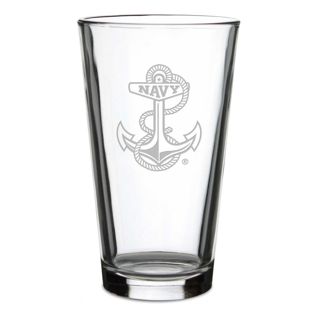 Navy Anchor 16oz Pint Glass