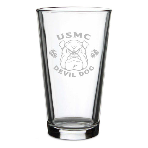 USMC Bulldog 16oz Pint Glass