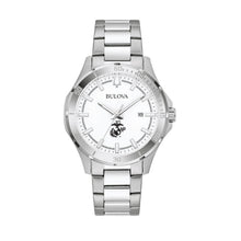 Load image into Gallery viewer, Marines EGA Bulova Men&#39;s Sport Classic Stainless Steel Watch (White Dial)*