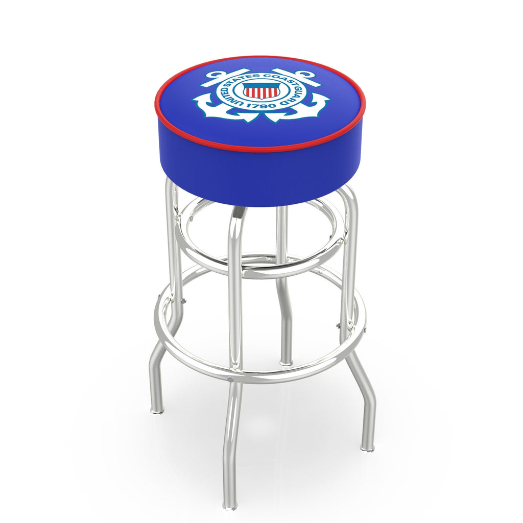 Coast Guard Seal Backless Stool (Chrome Finish)