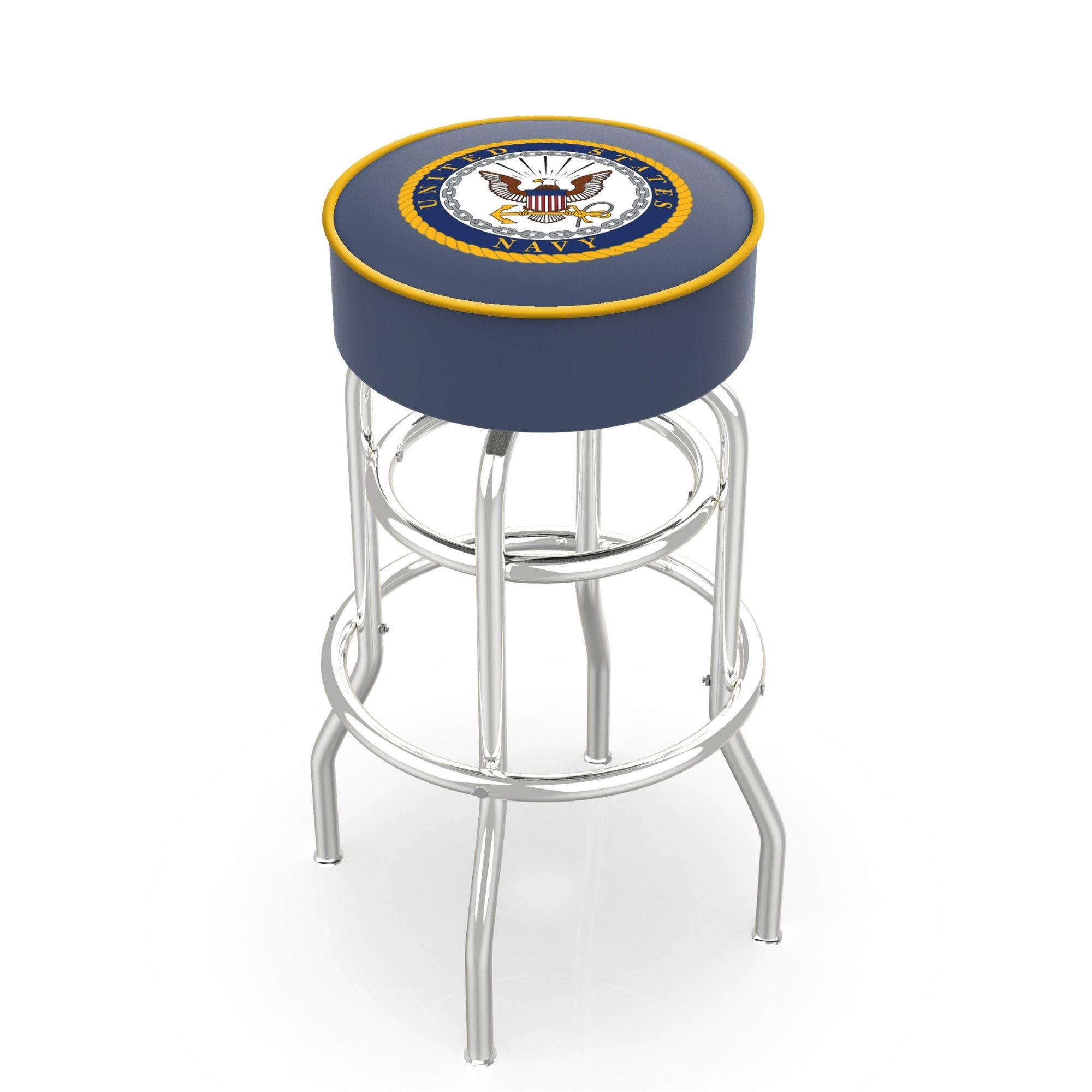 Navy Eagle Backless Stool (Chrome Finish)