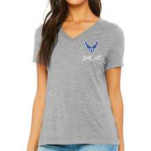 Load image into Gallery viewer, Air Force Lady Vet Left Chest Logo V-Neck T-Shirt