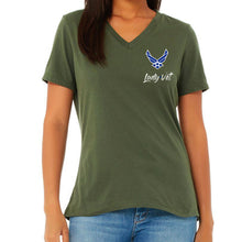 Load image into Gallery viewer, Air Force Lady Vet Left Chest Logo V-Neck T-Shirt