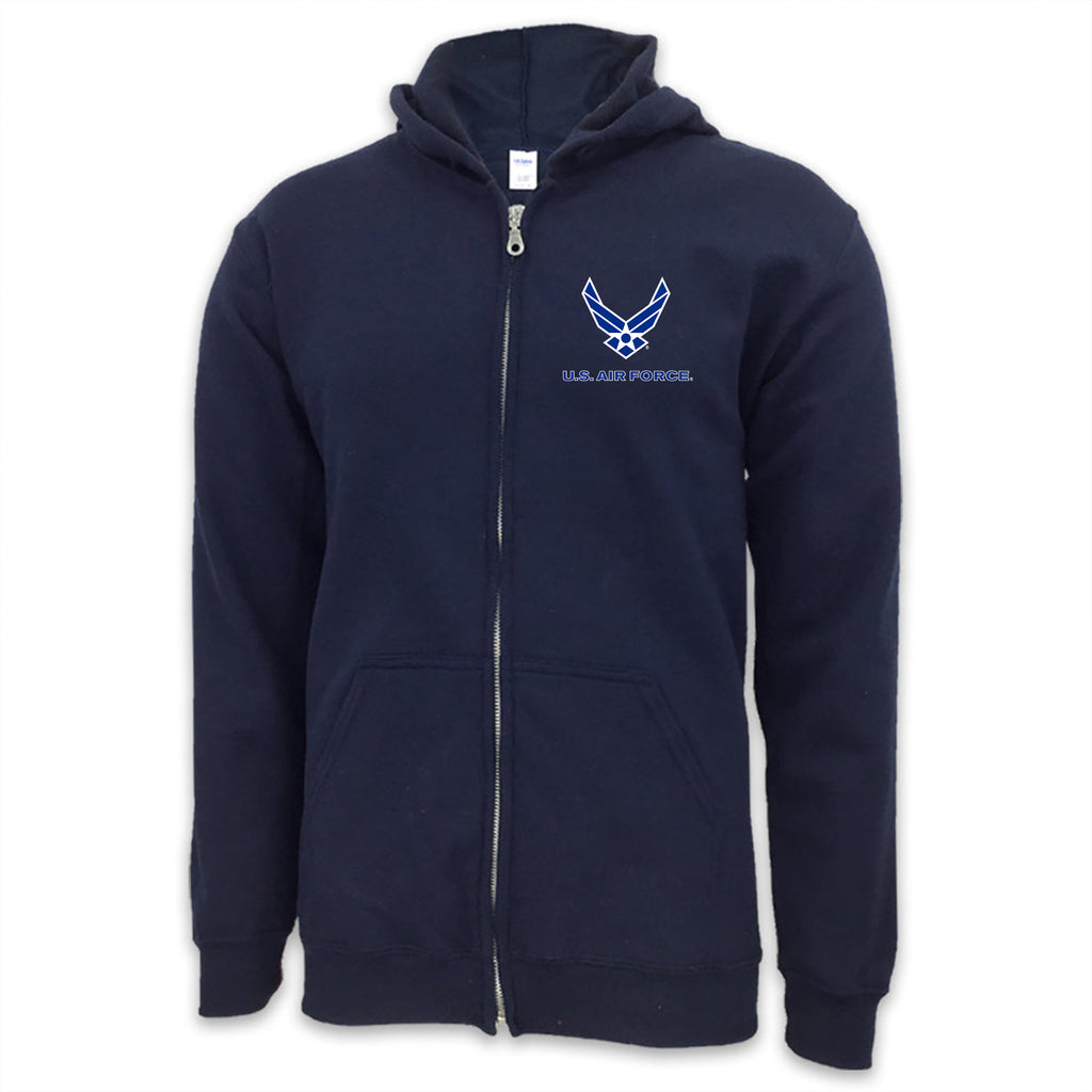 Air Force Wings Left Chest Logo Full Zip Hood