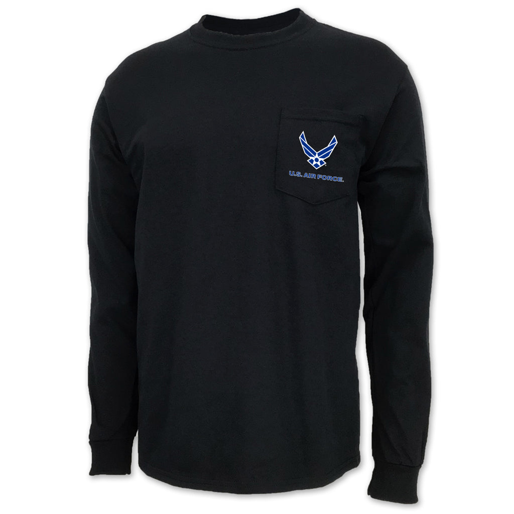 Air Force Wings Logo Pocket Long Sleeve Pocket T-Shirt