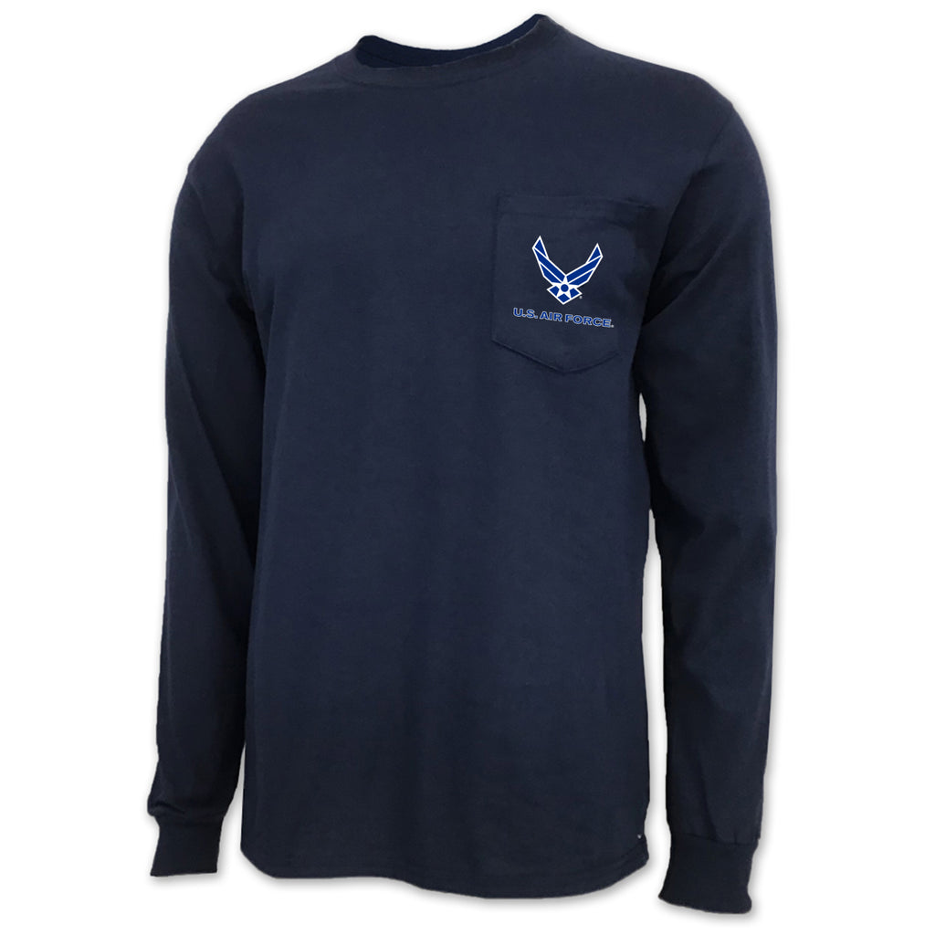 Air Force Wings Logo Pocket Long Sleeve Pocket T-Shirt