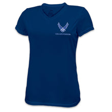 Load image into Gallery viewer, Air Force Ladies Wings Left Chest Performance T-Shirt