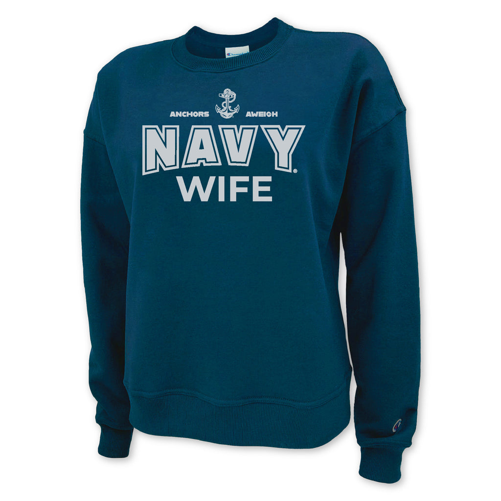 Navy Wife Ladies Crewneck (Navy)