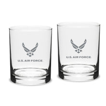 Load image into Gallery viewer, Air Force Wings 14oz Deep Etched Double Old Fashion Glasses (Clear)*