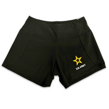 Load image into Gallery viewer, Army Ladies Stretch Woven Lined Short (Black)