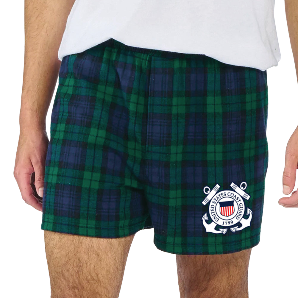 Coast Guard Seal Logo Flannel Shorts (Blackwatch)