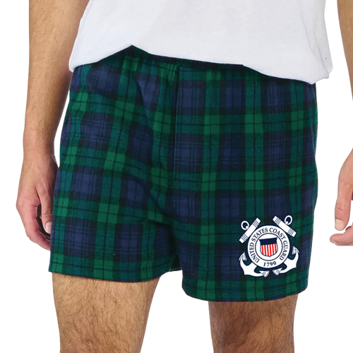 Coast Guard Seal Logo Flannel Shorts (Blackwatch)