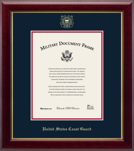 U.S. Coast Guard Gold Embossed Certificate Frame (vertical)*