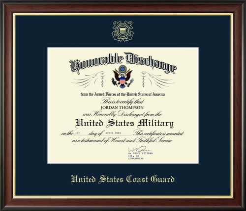 U.S. Coast Guard Honorable Discharge Certificate Frame (11x8.5)*