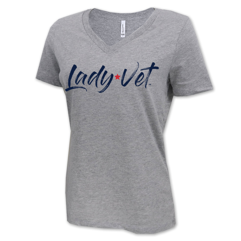 Coast Guard Lady Vet Full Chest Logo V-Neck T-Shirt