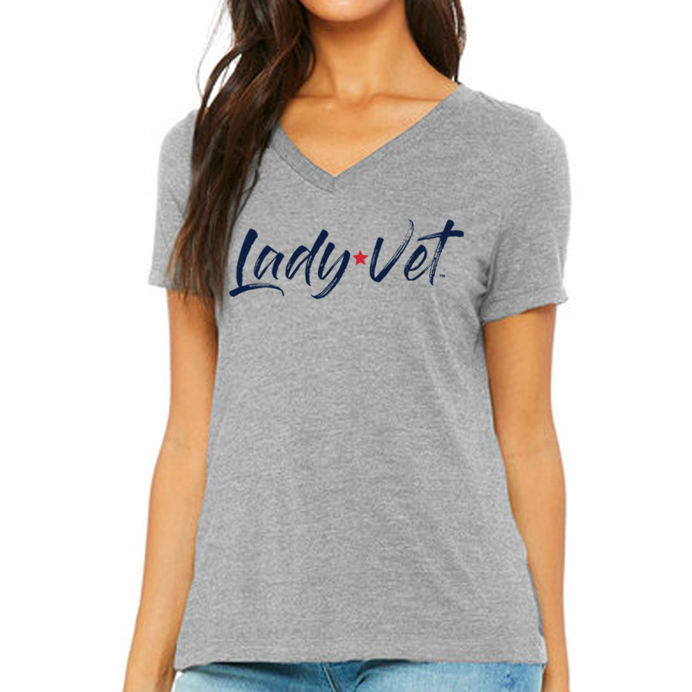 Coast Guard Lady Vet Full Chest Logo V-Neck T-Shirt