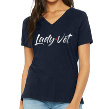 Load image into Gallery viewer, Coast Guard Lady Vet Full Chest Logo V-Neck T-Shirt