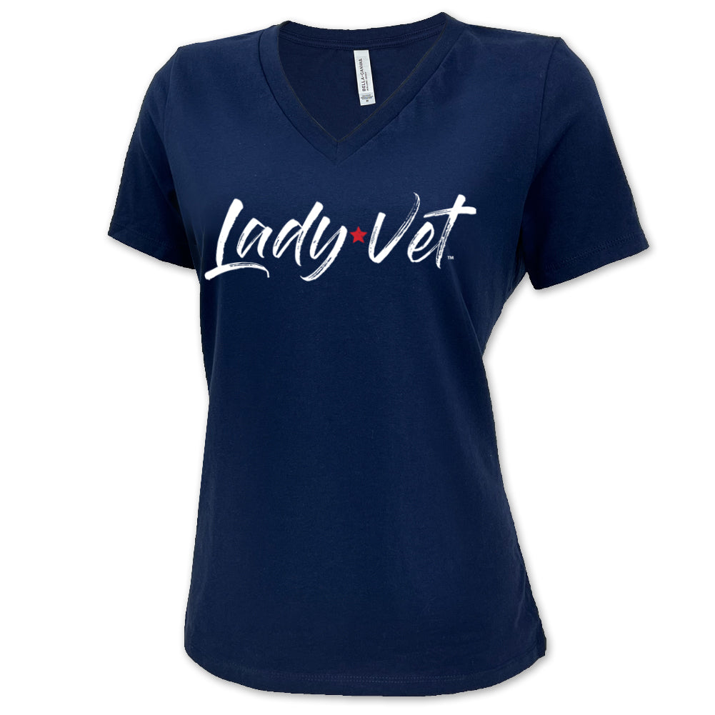 Coast Guard Lady Vet Full Chest Logo V-Neck T-Shirt