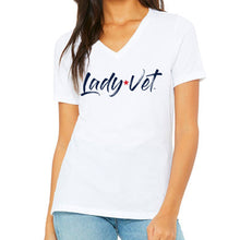 Load image into Gallery viewer, Coast Guard Lady Vet Full Chest Logo V-Neck T-Shirt