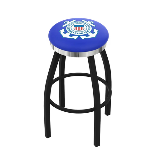 Coast Guard Seal Swivel Stool (Black Finish)