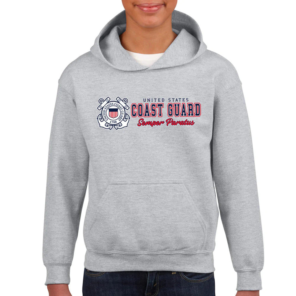 Coast Guard Semper Paratus Chest Print Youth Hood