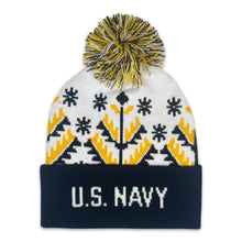 Load image into Gallery viewer, Navy Anchor Knit Pom Beanie