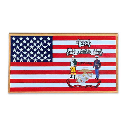 250th USMC Birthday Barnwood Flag (Hand Painted)*