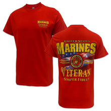 Load image into Gallery viewer, Marines Veteran Star Band T-Shirt (Red)