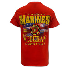 Load image into Gallery viewer, Marines Veteran Star Band T-Shirt (Red)