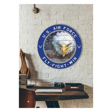 Load image into Gallery viewer, Air Force Flag With Eagle Indoor Wood Circle Sign (20x20)*