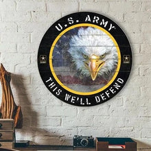 Load image into Gallery viewer, Army Flag With Eagle Indoor Wood Circle Sign (20x20)*