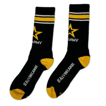 Load image into Gallery viewer, Army Stripe Star Crew Socks (Black)