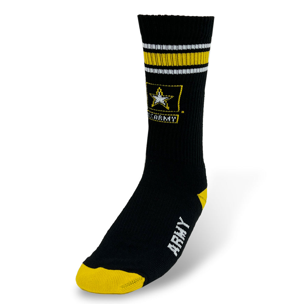 Army Stripe Star Crew Socks (Black)