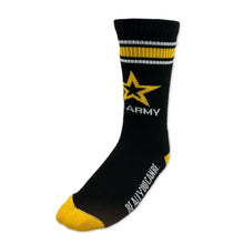 Load image into Gallery viewer, Army Stripe Star Crew Socks (Black)