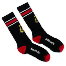 Load image into Gallery viewer, Marines Stripe EGA Crew Socks (Black)