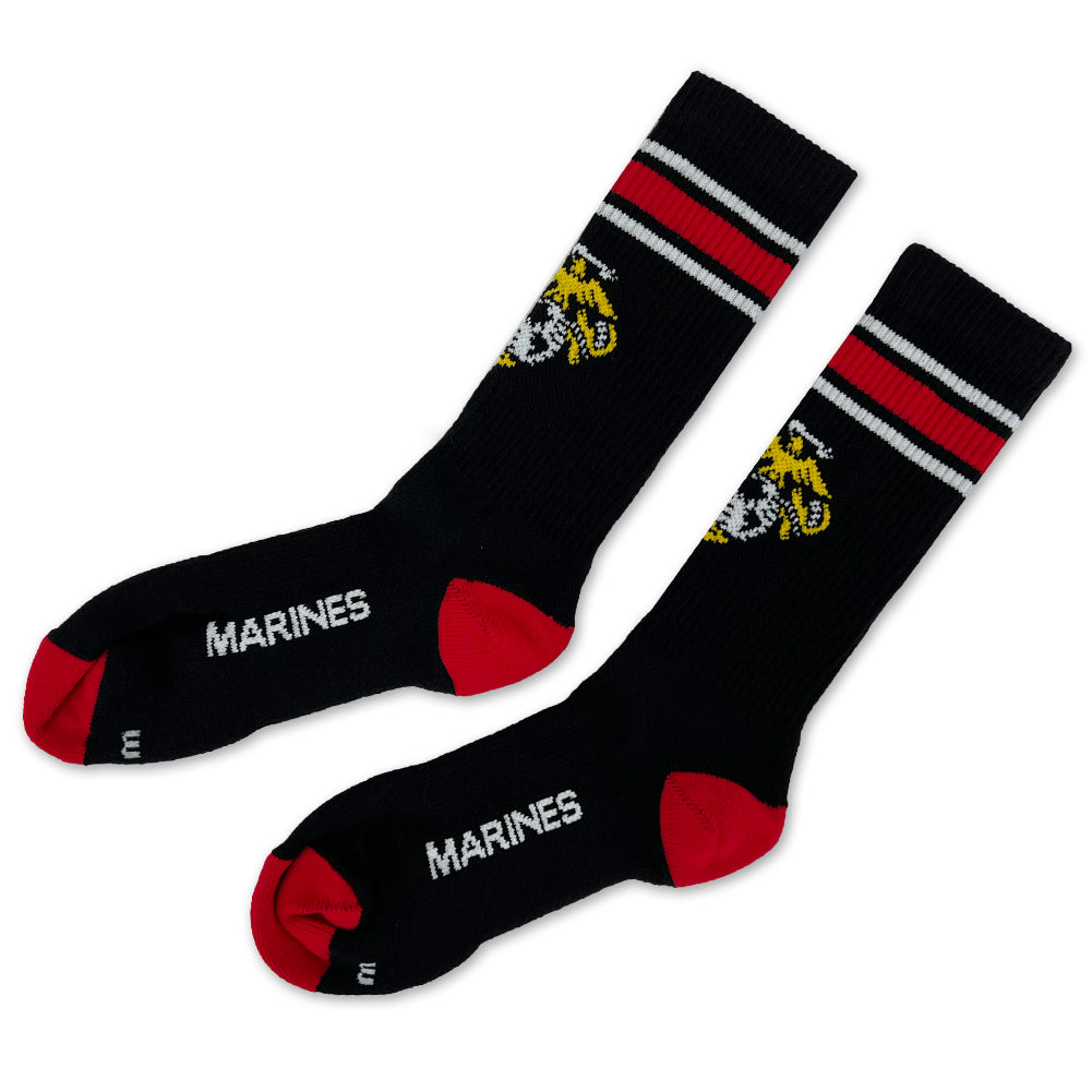 Marines Stripe EGA Crew Socks (Black)