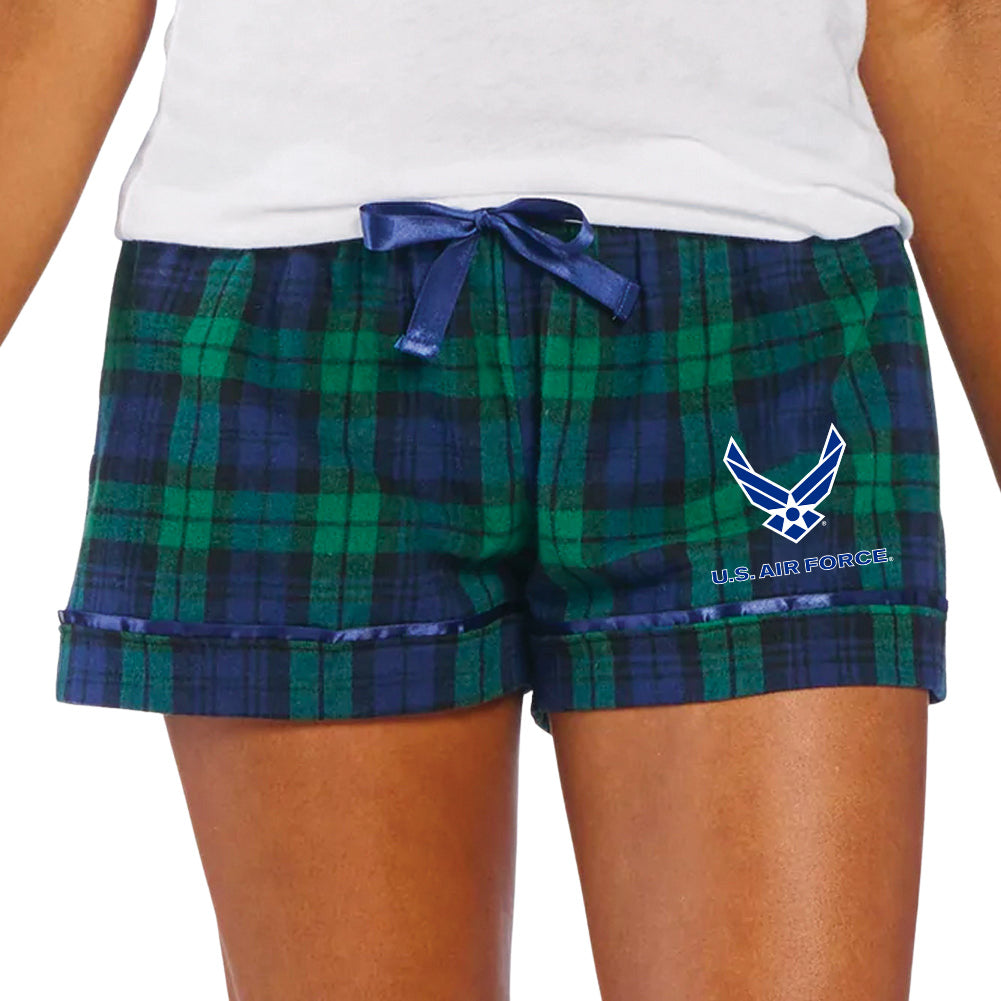 Air Force Ladies Wings Logo Flannel Shorts (Blackwatch)