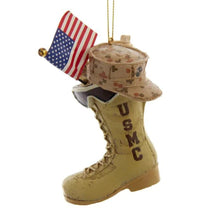 Load image into Gallery viewer, USMC Boot With USA Flag Ornament