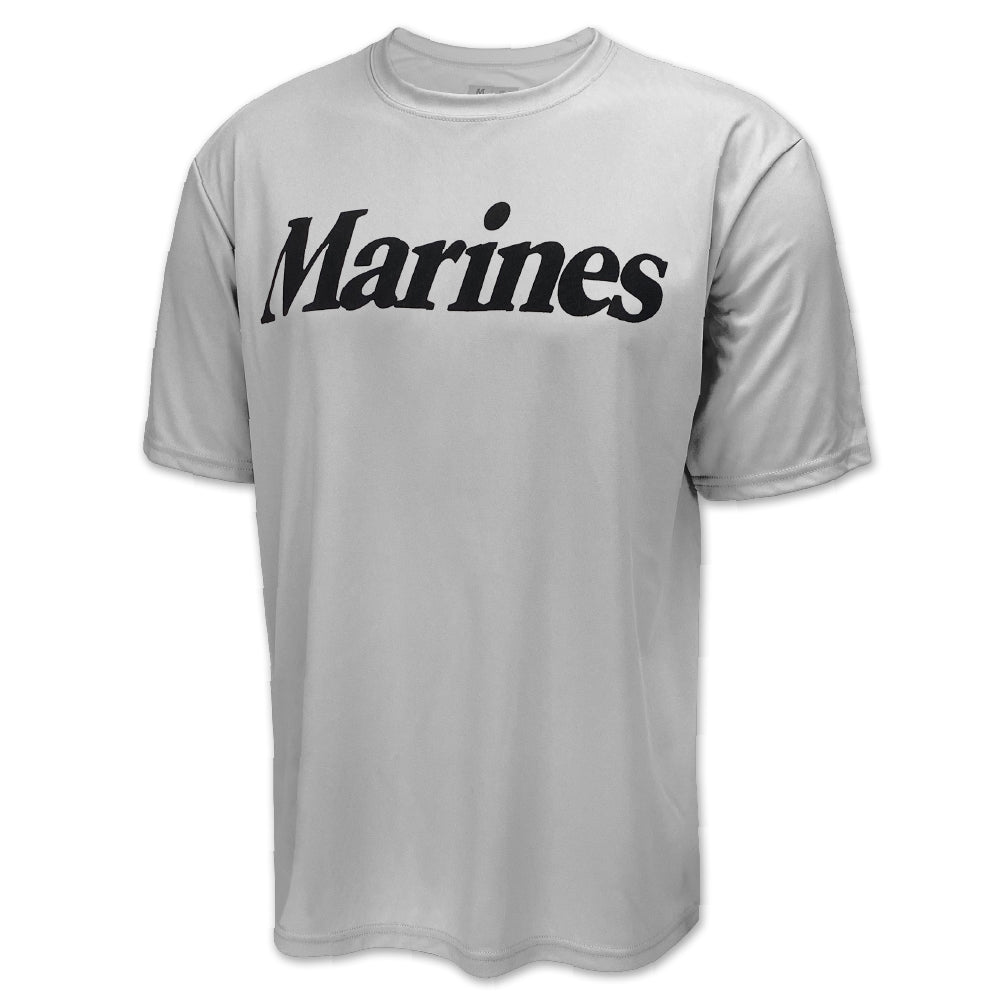 Marines Logo Core Performance T-Shirt (Silver)