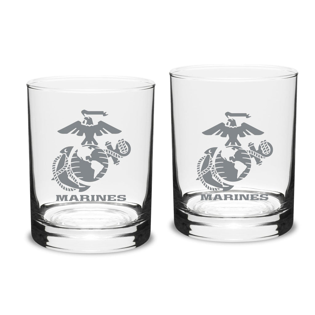 Marines EGA 14oz Deep Etched Double Old Fashion Glasses (Clear)*