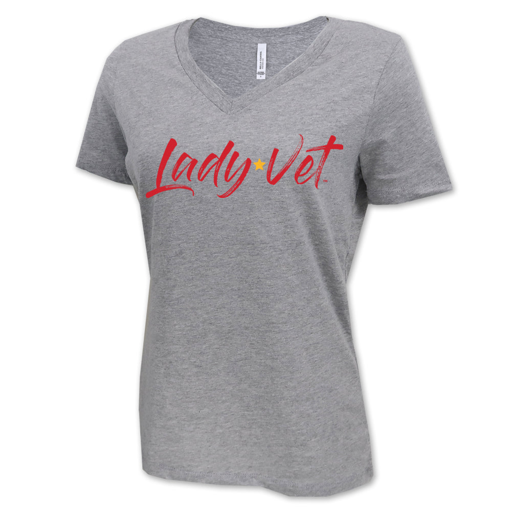 Marines Lady Vet Full Chest Logo V-Neck T-Shirt