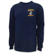 Load image into Gallery viewer, Navy Anchor Hockey Long Sleeve T-Shirt