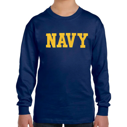 Navy Youth Logo Core Long Sleeve T-Shirt (Navy)