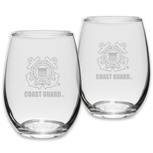 Load image into Gallery viewer, Coast Guard Seal Set of Two 21oz Stemless Wine Glasses (Clear)*