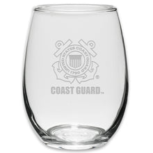 Load image into Gallery viewer, Coast Guard Seal Set of Two 21oz Stemless Wine Glasses (Clear)*