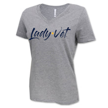 Load image into Gallery viewer, Navy Lady Vet Full Chest Logo V-Neck T-Shirt