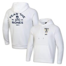 Load image into Gallery viewer, Navy Under Armour 2024 Rivalry 2-Sided Fear the Bones Fleece Hood (White)