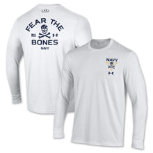 Load image into Gallery viewer, Navy Under Armour 2024 Rivalry 2-Sided Fear the Bones Long Sleeve T-Shirt (White)