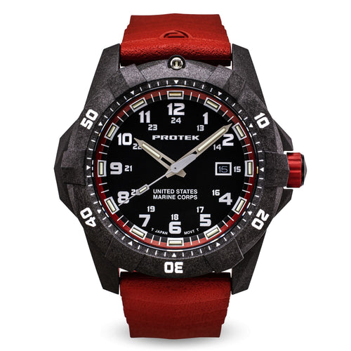 ProTek USMC Carbon Composite Dive Watch - Carbon/Black/Red (Red Band)*