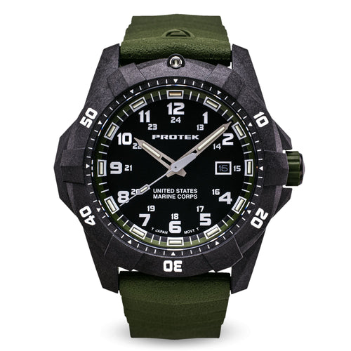 ProTek USMC Carbon Composite Dive Watch - Carbon/Black/Green (Green Band)*